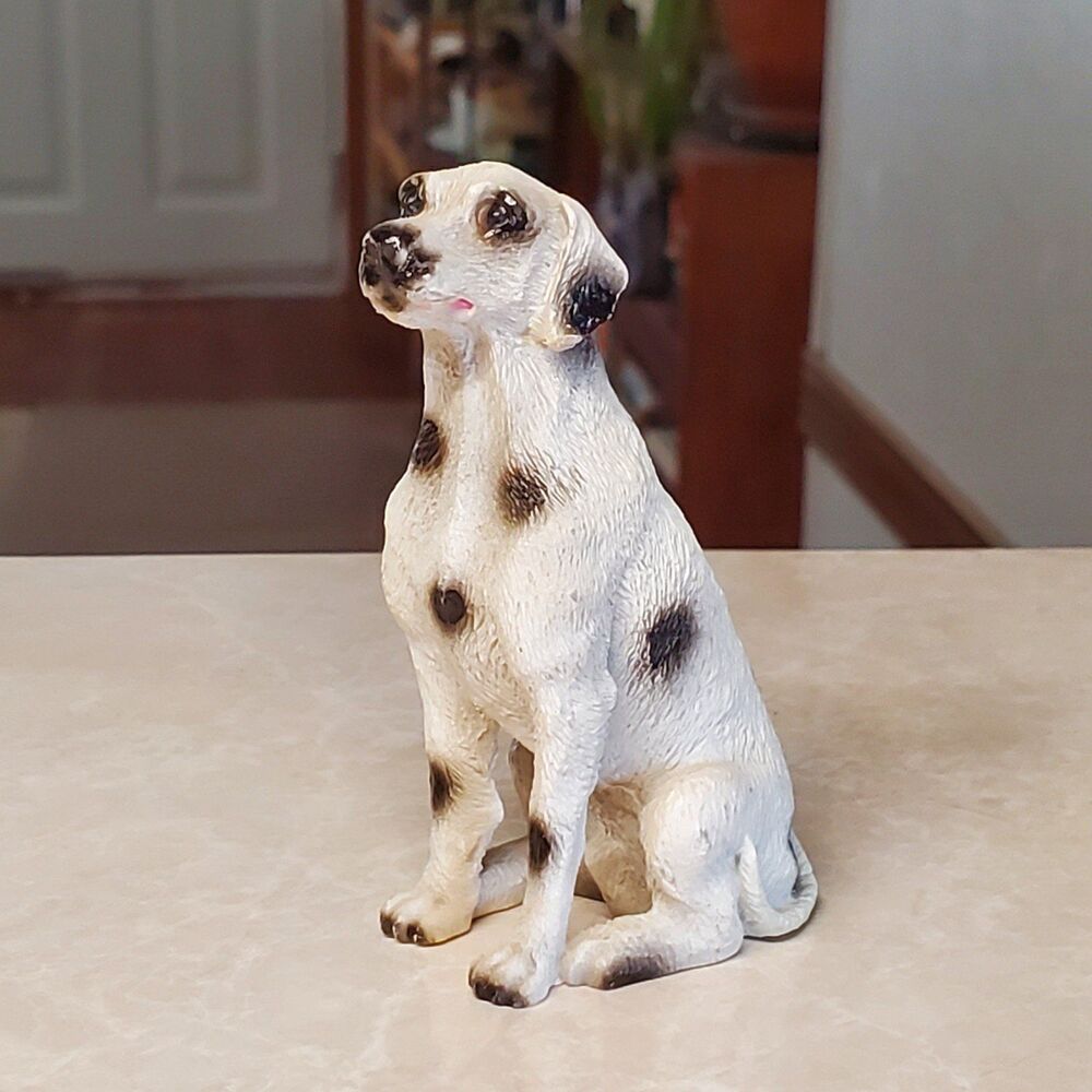 Vintage Dalmatian Dog Black Spotted White Resin